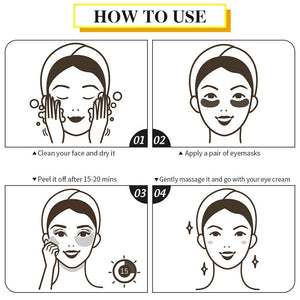 [Veraclara] Black Snail Eye Gel Patches Moisturize & Reduce Wrinkle, Elastic Skin with Gold and Collagen, 30 Pairs