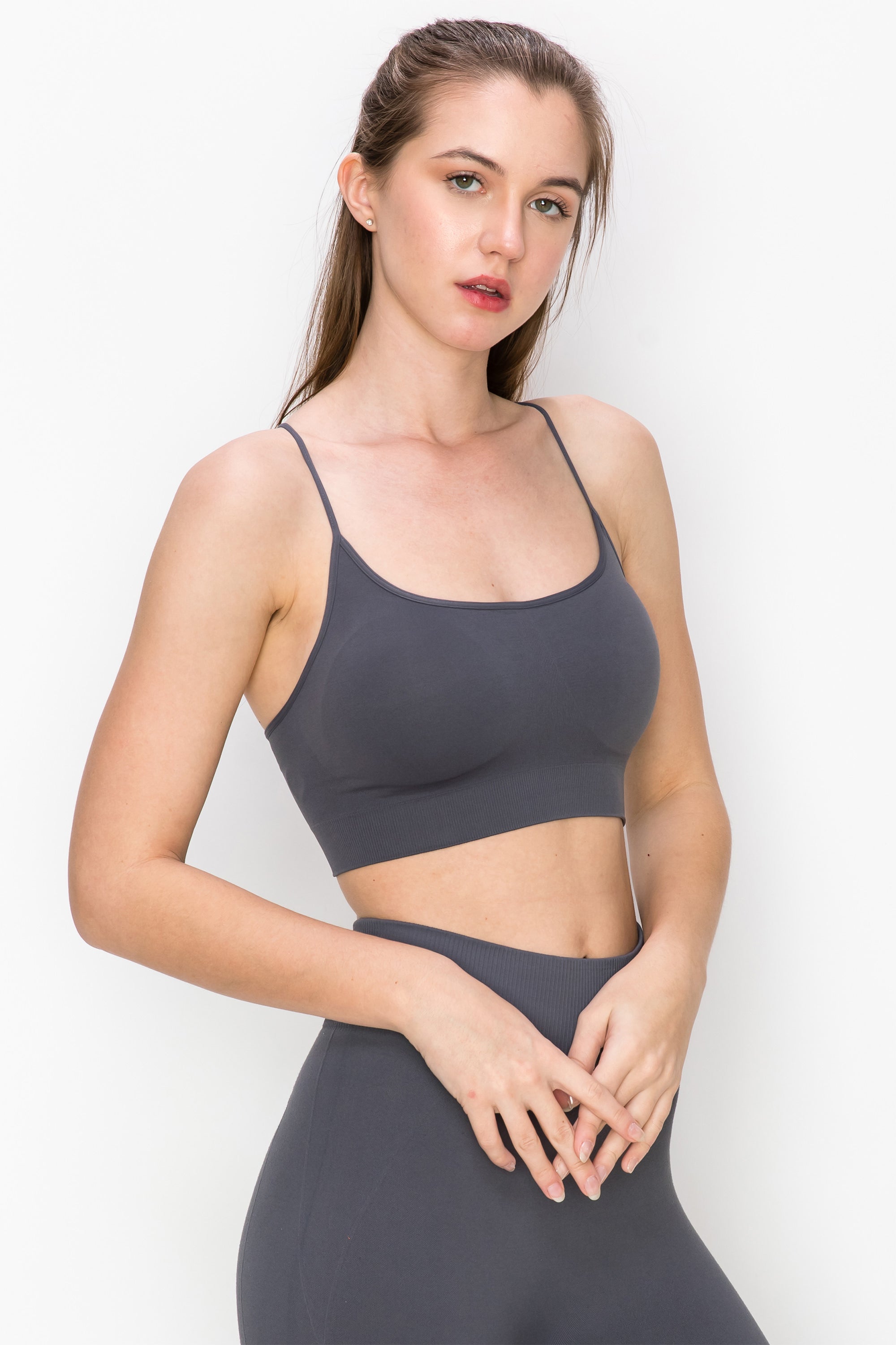 Shop for Padded Double Straps Strappy Sporty Bra ARMY GREEN
