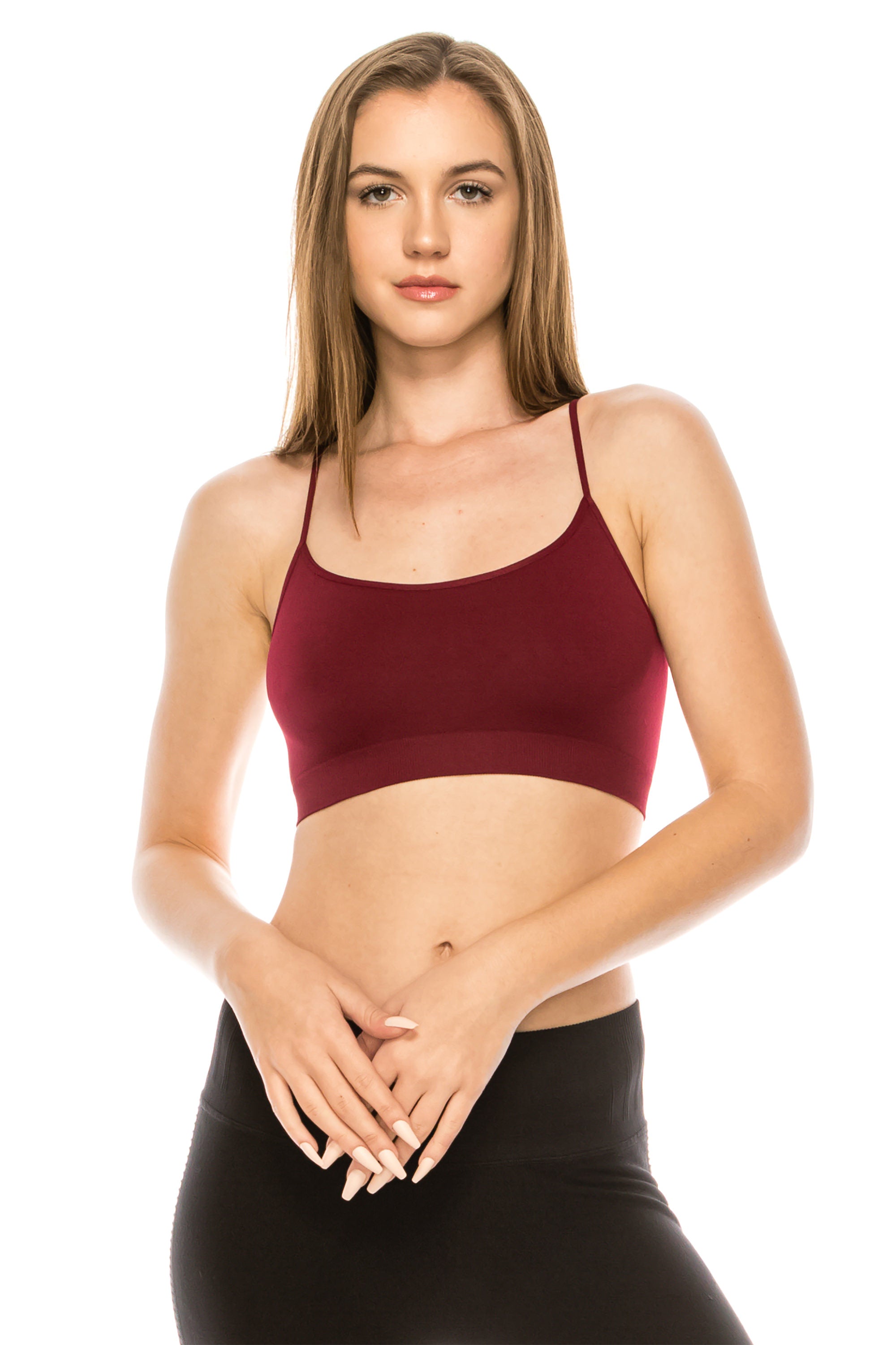 Kurve Amerian Made Skinny Strap Crop Bra Cami, UV Protective Fabric UPF 50+  (Made with Love in The USA)