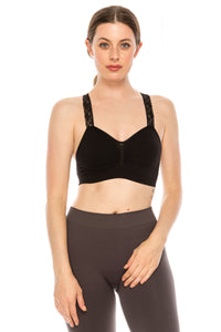 HEART PATTERN JACQUARD LACE STRAP BRA CAMI