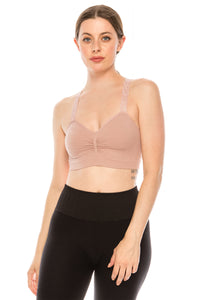 HEART PATTERN JACQUARD LACE STRAP BRA CAMI