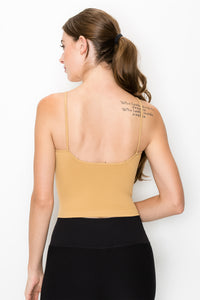 RIBBED V-NECK CROP BRA CAMI