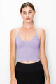 RIBBED V-NECK CROP BRA CAMI
