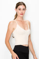 RIBBED V-NECK CROP BRA CAMI
