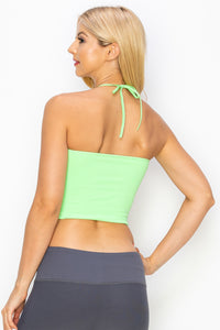 RUCHED HALTER CROP TOP