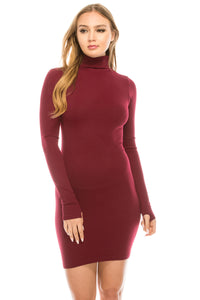 MOCK NECK LONG SLEEVE DRESS