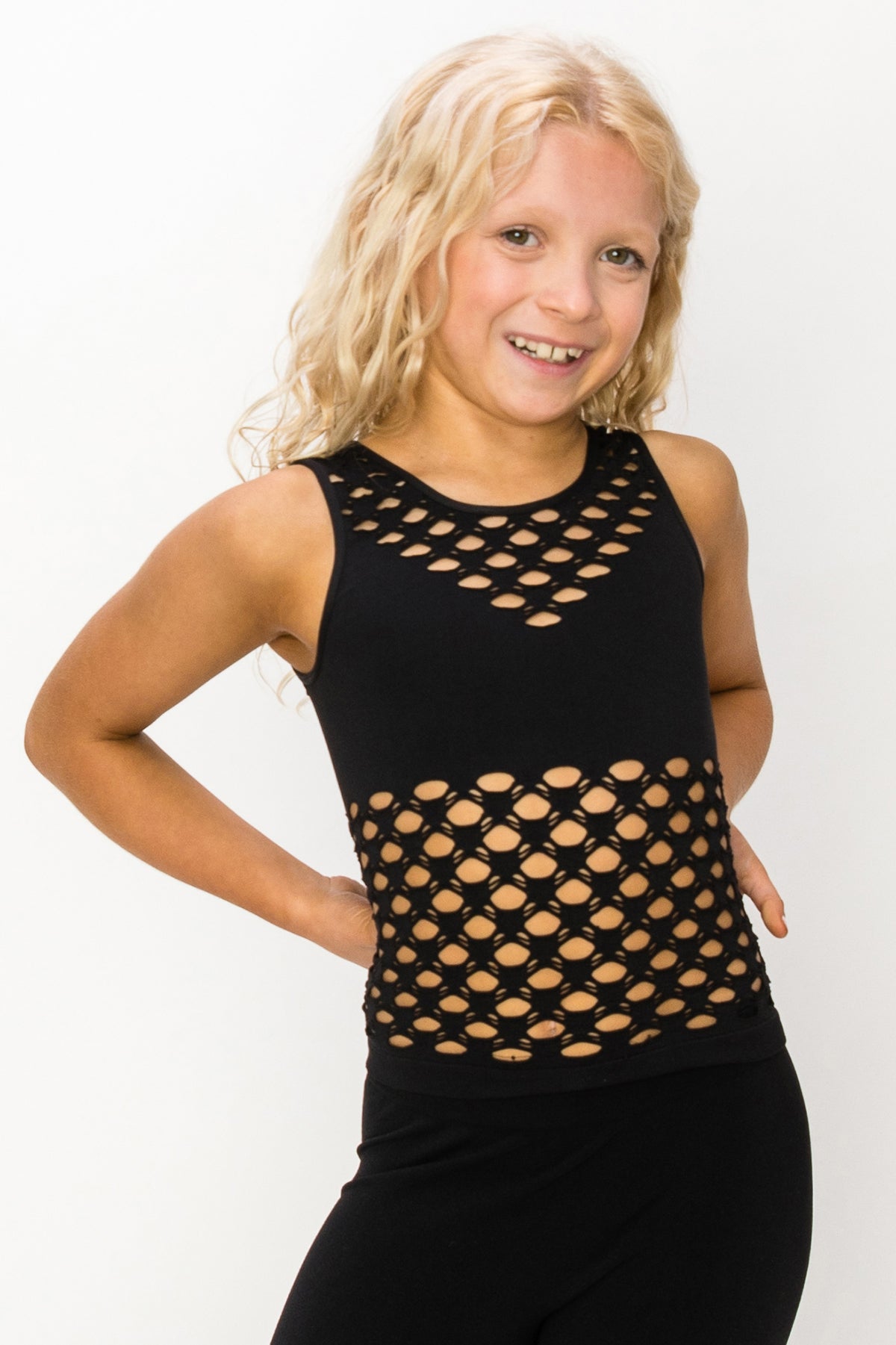 Kid's Cropped Top Black Technical Jersey