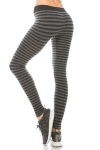 HEATHER WIDE BAND STRIPE LEGGINGS