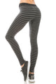 HEATHER WIDE BAND STRIPE LEGGINGS