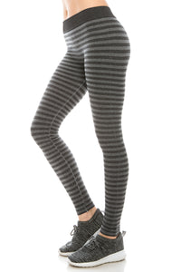 HEATHER WIDE BAND STRIPE LEGGINGS