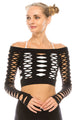 SLASHED CROP DANCE TOP