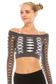 SLASHED CROP DANCE TOP