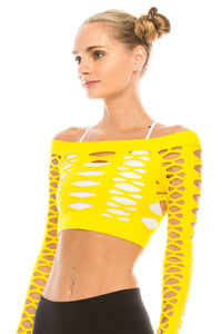 SLASHED CROP DANCE TOP