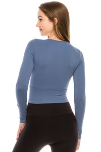 PLUNGING LONG SLEEVE CROP TOP