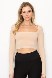 LONG SLEEVE SQUARE NECK TOP