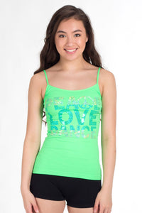 PEACE LOVE DANCE SEQUIN FULL CAMISOLE