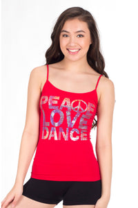 PEACE LOVE DANCE SEQUIN FULL CAMISOLE