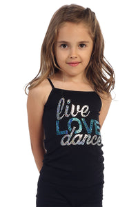 KIDS "LIVE LOVE DANCE" SEQUIN CAMI