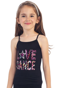 KIDS "LOVE DANCE" HOLOGRAM SEQUIN CAMI
