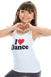 KIDS "I LOVE DANCE" PRINT RACERBACK TANK