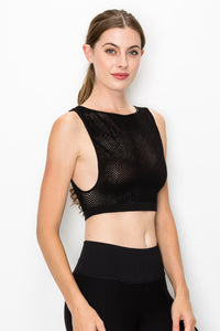 SLEEVELESS FISHNET TANK CROP TOP