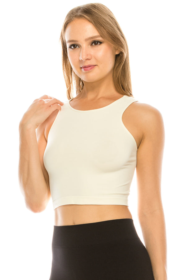 KURVE BUTTER SOFT BASIC SCOOP NECK CROP TOP