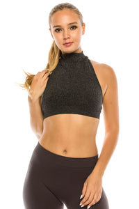 HEATHER MOCK NECK SLEEVELESS RACERBACK TOP