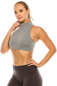 HEATHER MOCK NECK SLEEVELESS RACERBACK TOP