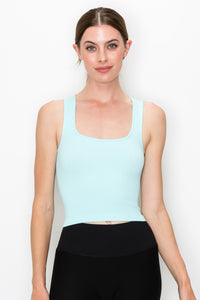 SQUARE NECK RIBBED CROP TANK