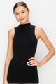 RIBBED MOCK NECK SLEEVELESS TOP