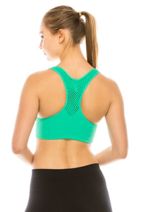 PADDED MESH RACERBACK SPORTS BRA