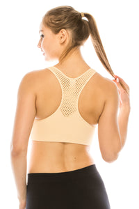 PADDED MESH RACERBACK SPORTS BRA