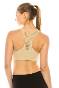 PADDED MESH RACERBACK SPORTS BRA