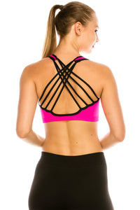 DOUBLE LAYERED STRAPPY SPORTS BRA