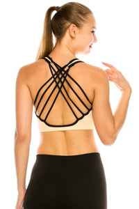 DOUBLE LAYERED STRAPPY SPORTS BRA