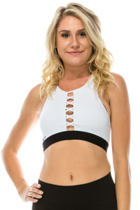 FRONT LACE UP RACERBACK SPORTS BRA