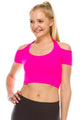 HALTER NECK SHORT SLEEVE CROP TOP