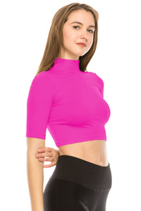 MOCK NECK ELBOW SLEEVE TOP