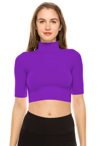 MOCK NECK ELBOW SLEEVE TOP