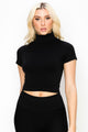 MOCK NECK CROP SHORT SLEEVE TOP