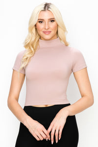 MOCK NECK CROP SHORT SLEEVE TOP