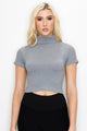 MOCK NECK CROP SHORT SLEEVE TOP