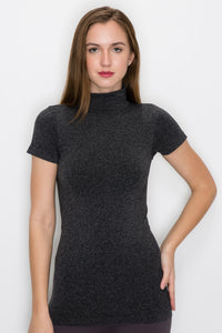 MOCK NECK SHORT SLEEVE TOP