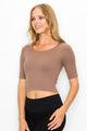 RIB KNIT FORM FITTING ELBOW SLEEVE TOP