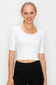 RIB KNIT FORM FITTING ELBOW SLEEVE TOP