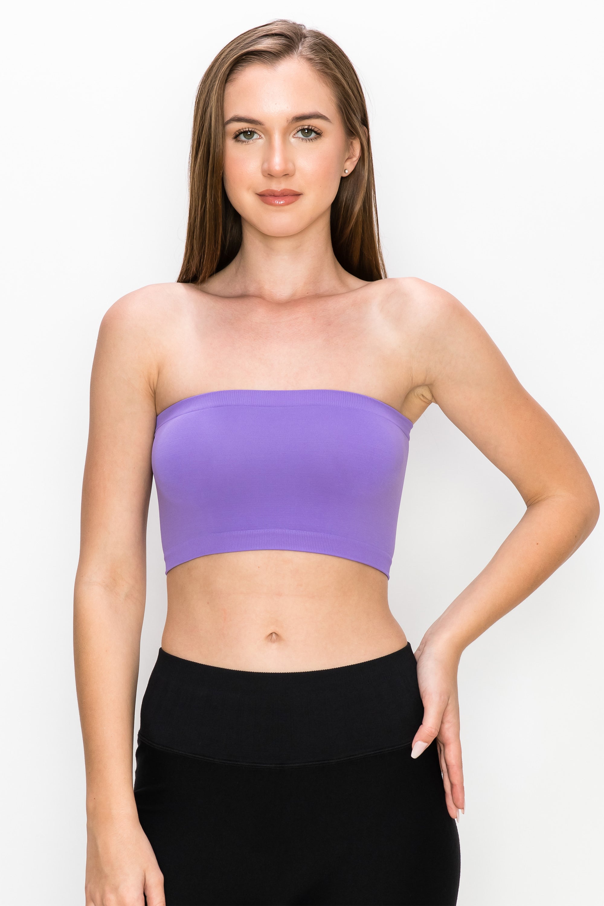 Popular Women's 2 Pack Seamless Wirefree Lightweight Bandeau Tube