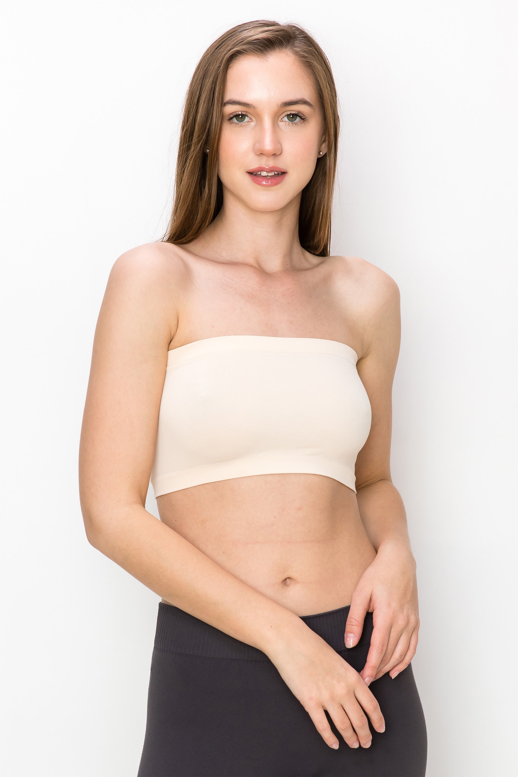 Generic Seamless large-size one-piece tube top with chest pad