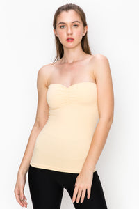 KURVE RIBBED RUCHING FRONT TUBE TOP
