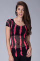 TIE DYED FISHNET SHORT SLEEVE TOP
